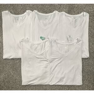 Mens DAVID ARCHY White TENCEL V-Neck T-Shirt Lot f 5 NWT US XL